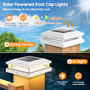 BOSCEOS SOLAR POST LIGHTS OUTDOOR 12-PACK, 2 LIGHTING MODES 16 LEDs, WHITE - Brand New