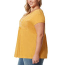 1586162 WOMEN EMBROIDERED TEE CREWNECK SHORT SLEEVE T SHIRT YELLOW X-LARGE - Brand New