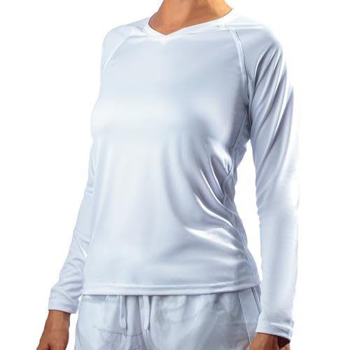 KANU SURF WOMEN UPF 50+ LONG SLEEVE ACTIVE SWIM TEE & WORKOUT TOP WHITE M - Brand New