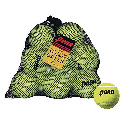 PENN PRESSURELESS TENNIS BALLS, 12 BALL MESH BAG 521812 - YELLOW - Like New