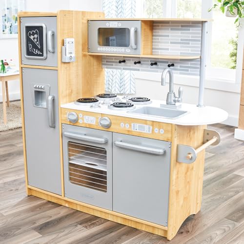 KidKraft Uptown Natural Wooden Play Kitchen with Play Phone Gift 53298 - Natural - Like New