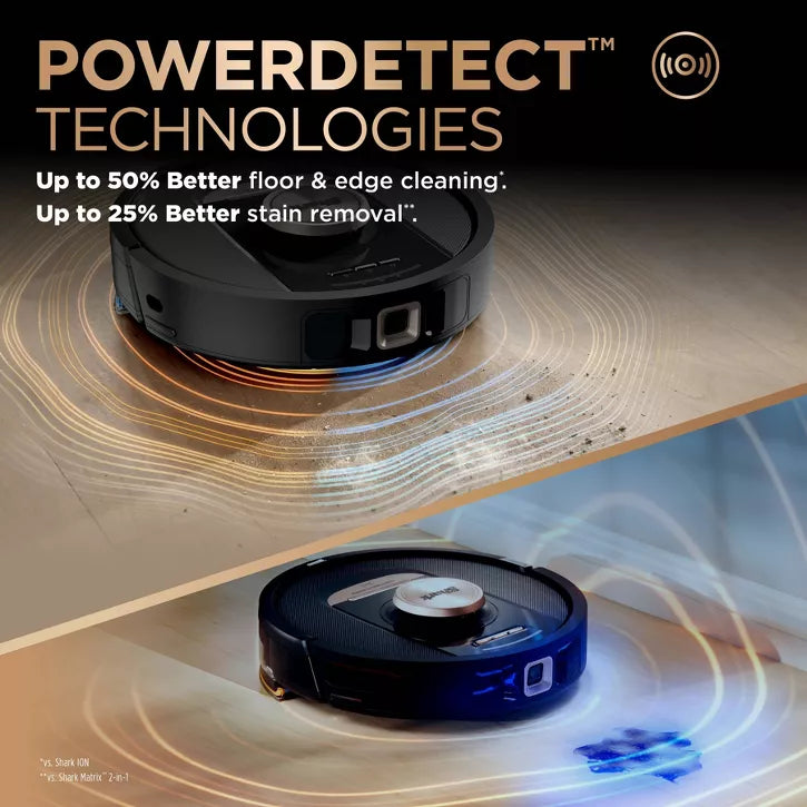 SHARK POWER DETECT 2IN1 ROBOT VACUUM AND MOP WITH NEVERTOUCH PRO BASE - BLACK - Like New