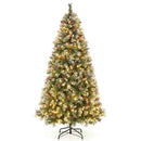 Goplus 6.5ft Pre-Lit Christmas Tree, Hinged Xmas Tree 420 LEDs Ribbons- Green - Brand New