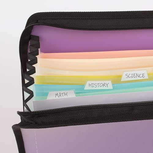 FIVE STAR EXPANDING FILE STUDY APP 7-POCKET ACCORDION ZIP 350099G-ECM - Purple - Like New