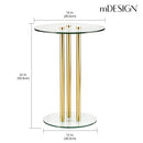 mDesign Round 16" Glass Top Side/End Drink Table Milan Collection - Clear/Brass - Brand New