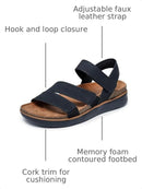 163252 Skechers Women's LIFTED COMFORT flatform sandal, Black, size 11 - Brand New