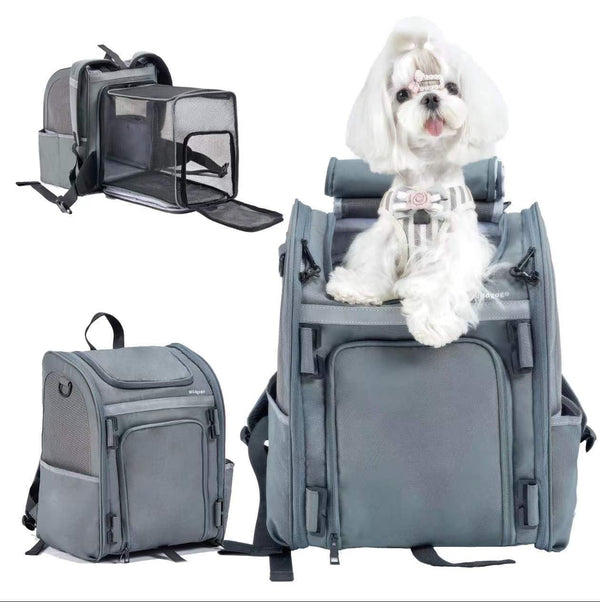 WILDGOGO EXPANDABLE PET CARRIER AIRLINE-APPROVED FOLDABLE AND DETACHABLE - GRAY - Like New
