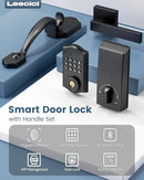 LEECICI FRONT DOOR LOCK SET KEYLESS ENTRY DOOR LOCK FINGERPRINT DEADBOLT - BLACK - Like New