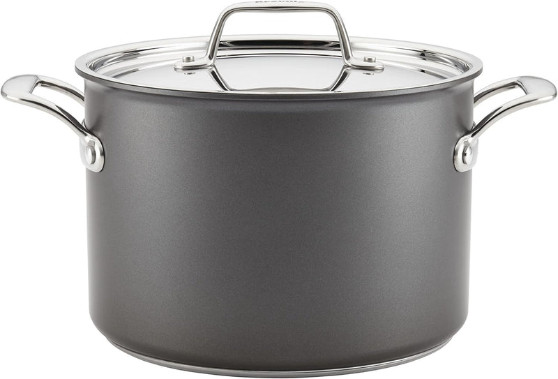 BREVILLE THERMAL PRO HARD ANODIZED NONSTICK STOCK POT STOCKPOT 8 QUART - GRAY Like New