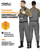 FOXELLI CHEST WADERS, 4MM NEOPRENE HUNTING & FISHING WADERS MEN 7 - GRAY - Like New