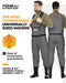 FOXELLI CHEST WADERS, 4MM NEOPRENE HUNTING & FISHING WADERS MEN 7 - GRAY - Like New