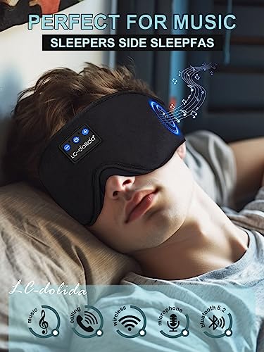 LC-Dolida Sleep Headphones, 3D Sleep Mask Bluetooth Wireless Music Eye Mask - Like New