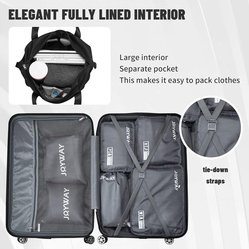 JOYWAY Luggage 8-Piece Travel Sets Hardside Suitcase Spinner Wheels 24" - Red - Like New