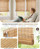 LazBlinds No Tools No Drill Bamboo Roller Shades, Custom Size Cordless Blinds - Brand New