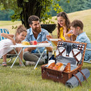Picnic Baskets 4 Persons Retro Classic Willow Hamper Set Waterproof Blanket - Brand New
