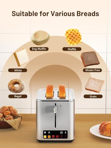 KEENSTAR TOUCH SCREEN 2-SLICE TOASTER WITH 6 BROWNING 900W ST-265TC - SILVER - Like New