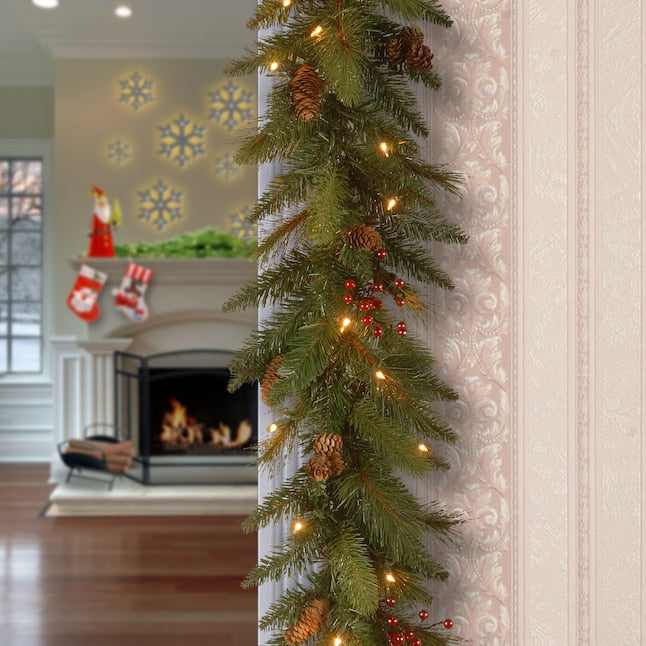 NATIONAL TREE COMPANY 6' NEEDLE PINE CONE GARLAND WITH CLEAR LIGHTS, DC3-178L-6B - Like New