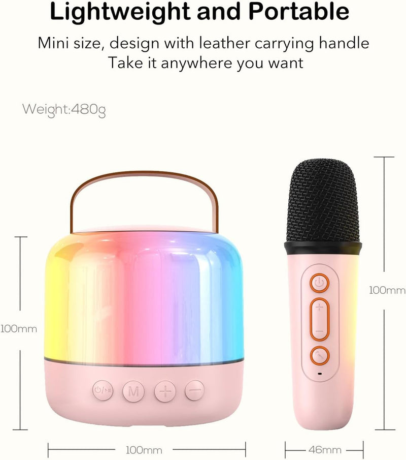 MUMUWIND KARAOKE MACHINE 2 MICROPHONES PORTABLE MINI KARAOKE MACHINE - PINK - Like New