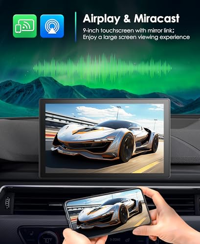 KOODUX 9" CARPLAY SCREEN CAR STEREO WITH WIRELESS CARPLAY PND91K64G - BLACK - Like New