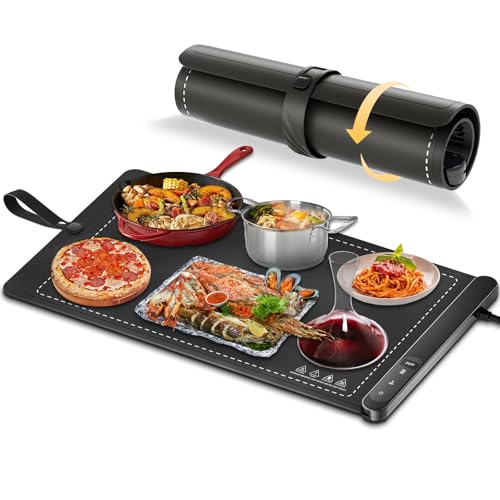 HERTIENDO FOOD WARMING MAT UPGRADED GRAPHENE FOLDABLE HEATER FOOD PAD BLACK - Like New