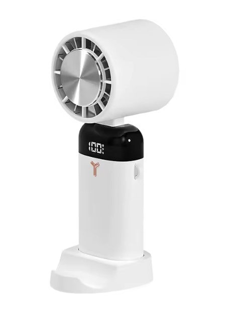 3600MAH HANDHELD COOLING FAN USB RECHARGEABLE PORTABLE FAN BATTERY - WHITE - Like New