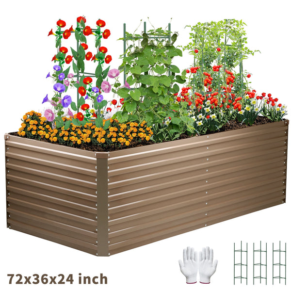 SONFILY PLANTER RAISED BEDS,RAISED GARDEN BEDS OUTDOOR 2X36X24INCH - BROWN - Like New