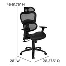 FLASH FURNITURE LO ERGONOMIC MESH OFFICE CHAIR WITH 2-TO-1 SYNCHRO-TILT - BLACK - Like New