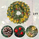 Dazzle Bright 24" Pre-Lit Christmas Wreath B099N6MMSJ - Green - Brand New