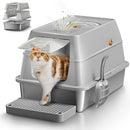 Eosarcu Stainless Steel Cat Litter Box Removable Lid, Easy Cleaning - Grey - Like New