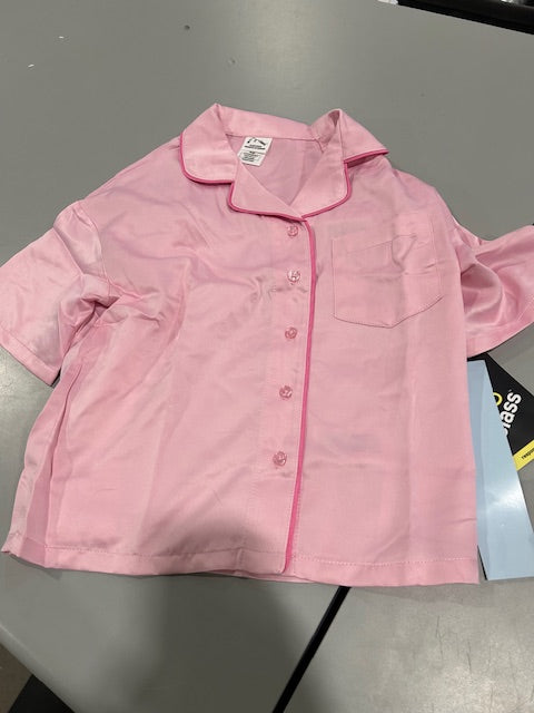 ART CLASS RESPONSIBLE GIRLS' 2PC SATIN SHORT SLEEVE BUTTON UP - YOUTH M - PINK - Brand New