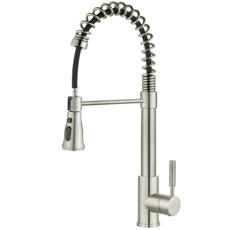 SOKA SINGLE HANDLE KITCHEN PULL DOWN FAUCET WITH SPARYER FIT SK5001NY - NICKEL - Like New