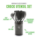 GreenLife COOKING TOOLS AND UTENSILS, 7 PIECE KITCHEN SET CERAMIC CROCK HOLDER Like New