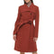 COLE HAAN WOMEN'S BELTED COAT WOOL WITH CUFF DETAILS - SIZE 8 - RUST - Brand New