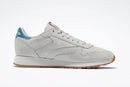 REEBOK MENS CLASSIC LEATHER LIFESTYLE SNEAKERS SIZE: 8 - PURE GRAY/STEELY BLUE - Like New