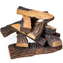 Barton 10-Pieces Ceramic Logs Set Realistic Fire Log Stackable Logs - Brand New