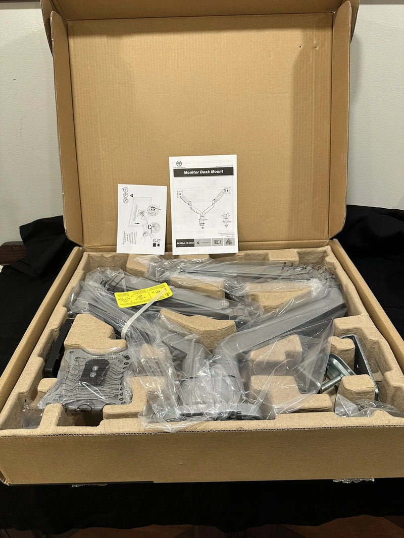 TECHORBITS UNIVERSAL DUAL MONITOR DESK MOUNT 13-32” MONITORS TECHORBITS - SILVER - Like New