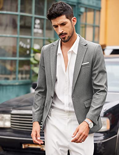 COOFANDY MEN'S BLAZER CASUAL SPORT COATS SUIT JACKET , LARGE - LINEN GRAY - Brand New