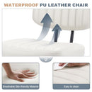 Armless Office Desk Chair Ergonomic 360° Swivel Rolling PU Leather Chair - White - Brand New