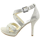 Michael Kors Womens Evie Platform Silver Glitter Size 8 M - Brand New