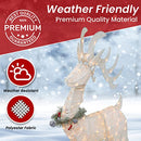 TOP TREASURES 3-PIECE LIGHTED DEER FAMILY GARLAND, 210 UL LIGHTS - WHITE - Like New