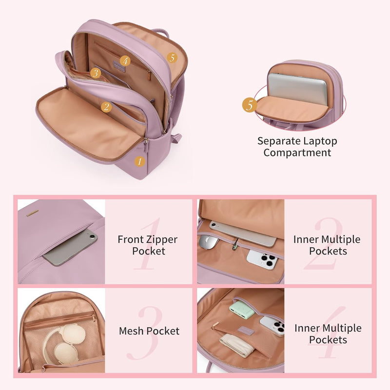 GOLF SUPAGS WOMEN CASUAL DAYPACK COLLEGE BACKPACK PURSE FITS - PINKISH PURPLE - Like New