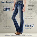WALLFLOWER LUSCIOUS CURVY BOOTCUT JEANS WOMEN, SIZE 16 LONG, JENNA - Brand New