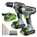 WORKPRO 20V CORDLESS DRILL COMBO KIT, DRILL DRIVER, 2X 2,0AH - GRAY/GREEN - Like New