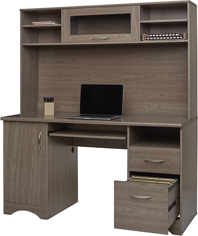 Realspace Pelingo 56” W Desk with Hutch 833142 - Gray Like New