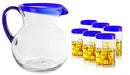Cobalt Rocks Mexican Hand Blown Glass Pitcher & Glass Set - B08HZGCBY8 - Brand New