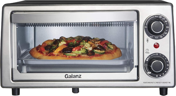 GALANZ Toaster Oven, 0.35 cubic-ft - Stainless Steel/Black - Like New