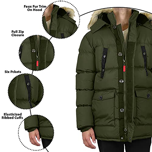 GALAXY BY HARVIC MEN'S HEAVYWEIGHT PARKA WINDBREAKER POLYESTER WATER OLIVE LT - Brand New