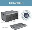 CLEVERMADE COLLAPSIBLE STORAGE BIN (WITH LID) - 46L (12 GAL), 3PACK - STONE - Like New