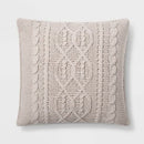 Oversized Square Cable Knit Chenille Throw Pillow - Cream - Brand New