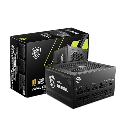MSI MAG A650GL Gaming Power Supply Full Modular 80 Plus Gold Certified 650W - Like New